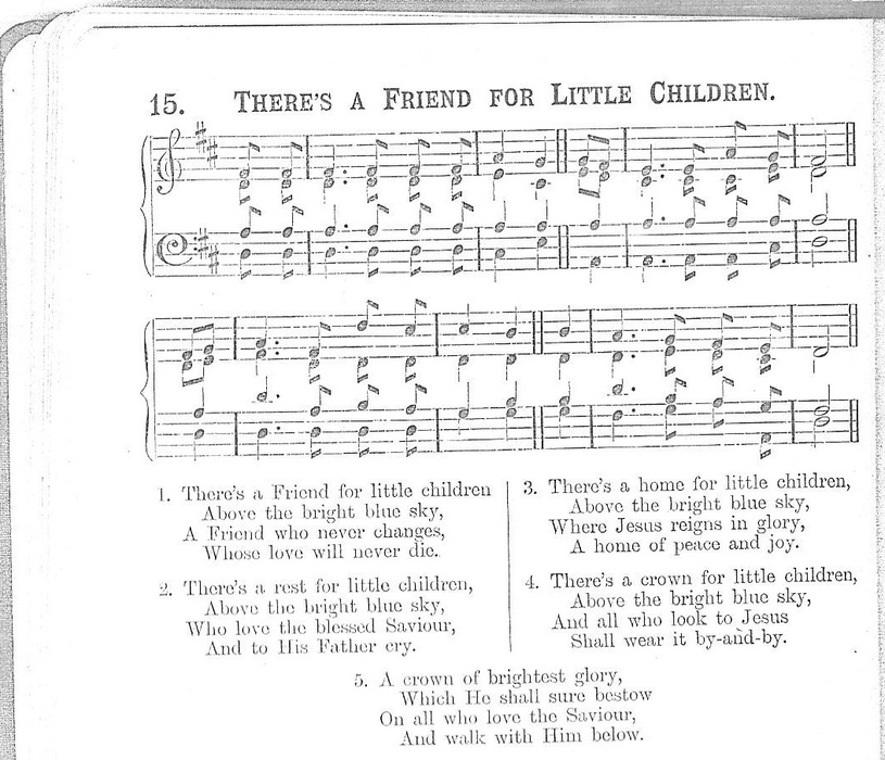 Score of There’s a Friend for little children 