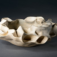 Peggy Breidenbach - <em>source</em> Ceramic-pinched stoneware with terra sigillata; smoke-fired. 4.5" x 11" x 11" 2018 $800