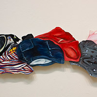 Ashleigh Morton - <em>Piled</em> Mixed media and oil on paper 16" x 46" 2020 NFS