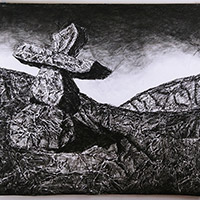 Michael Voss - <em>Stone Man Cairn</em> Charcoal on Paper 48" x 50" 2020 $2,800