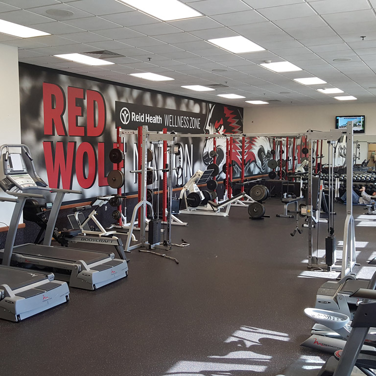 Wide view of the Reid Wellness Zone and equipment.