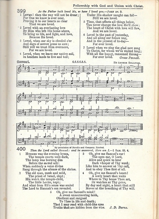 Score of Hushed was the evening hymn