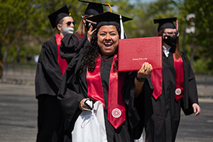 The 2021 Commencement Ceremony celebrated the graduating classes of 2021 and 2020 on the IU East campus in May. Graduates attended an outdoor ceremony. 